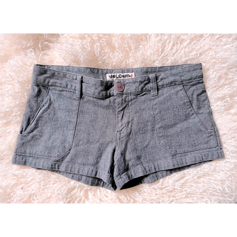 EUC Volcom Juniors Shorts Linen Denim Wash No Flaws Size 3